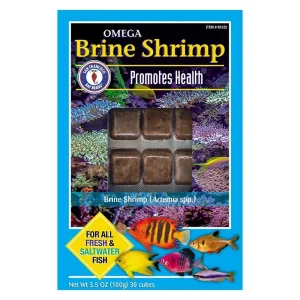 Frozen Omega Brine Shrimp Fish Food (30 cubes, 3.5 oz) - San Francisco Bay Brand