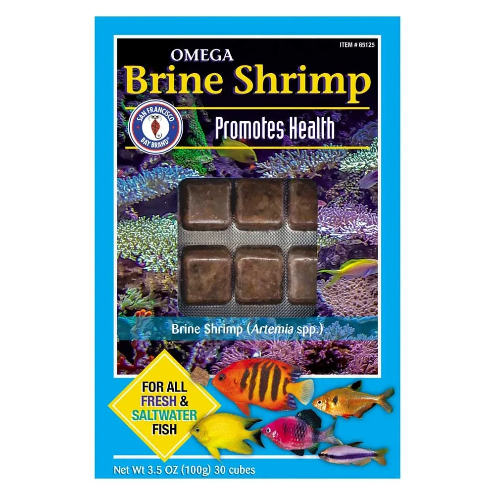 Frozen Omega Brine Shrimp Fish Food (30 cubes, 3.5 oz) - San Francisco Bay Brand