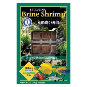 Frozen Spirulina Brine Shrimp Fish Food (30 cubes, 3.5 oz) - San Francisco Bay Brand