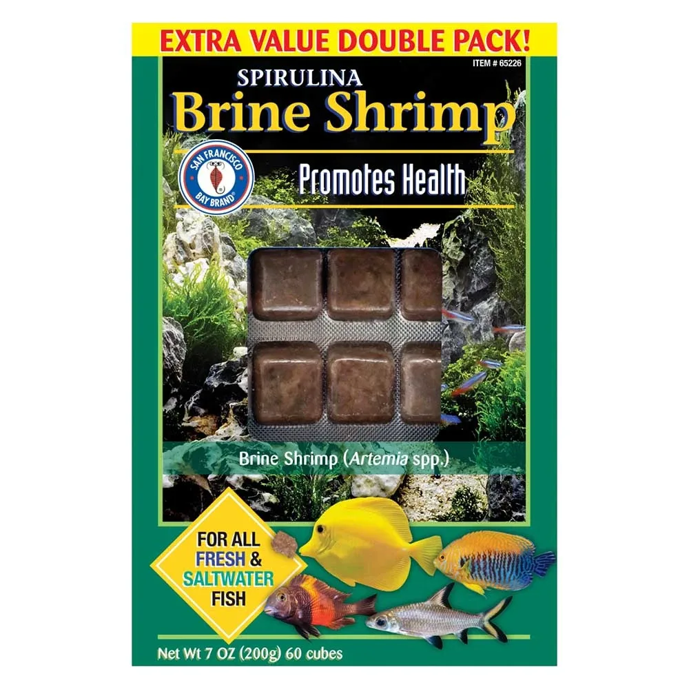 Frozen Spirulina Brine Shrimp Fish Food (60 cubes, 7 oz) - San Francisco Bay Brand
