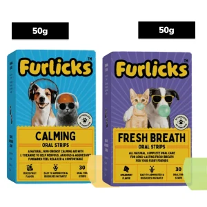 Furlicks Fresh Breath Oral & Calming Aid Health Strips Combo for Cats and Dogs