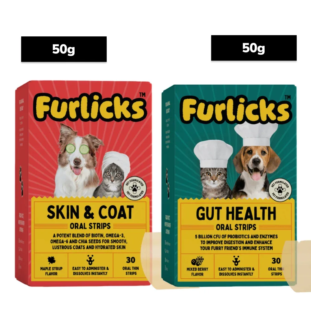 Furlicks Skin & Coat & Gut Health Supplement Combo for Dogs & Cats