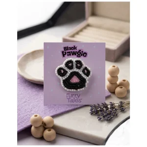 Furry Tales Artisan Handcrafted Black Pawgic Pet Theme Decorative Brooch (Black and White