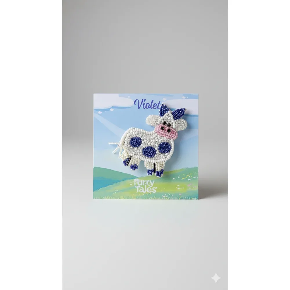 Furry Tales Artisan Handcrafted Violet Pet Theme Decorative Brooch (White and violet)