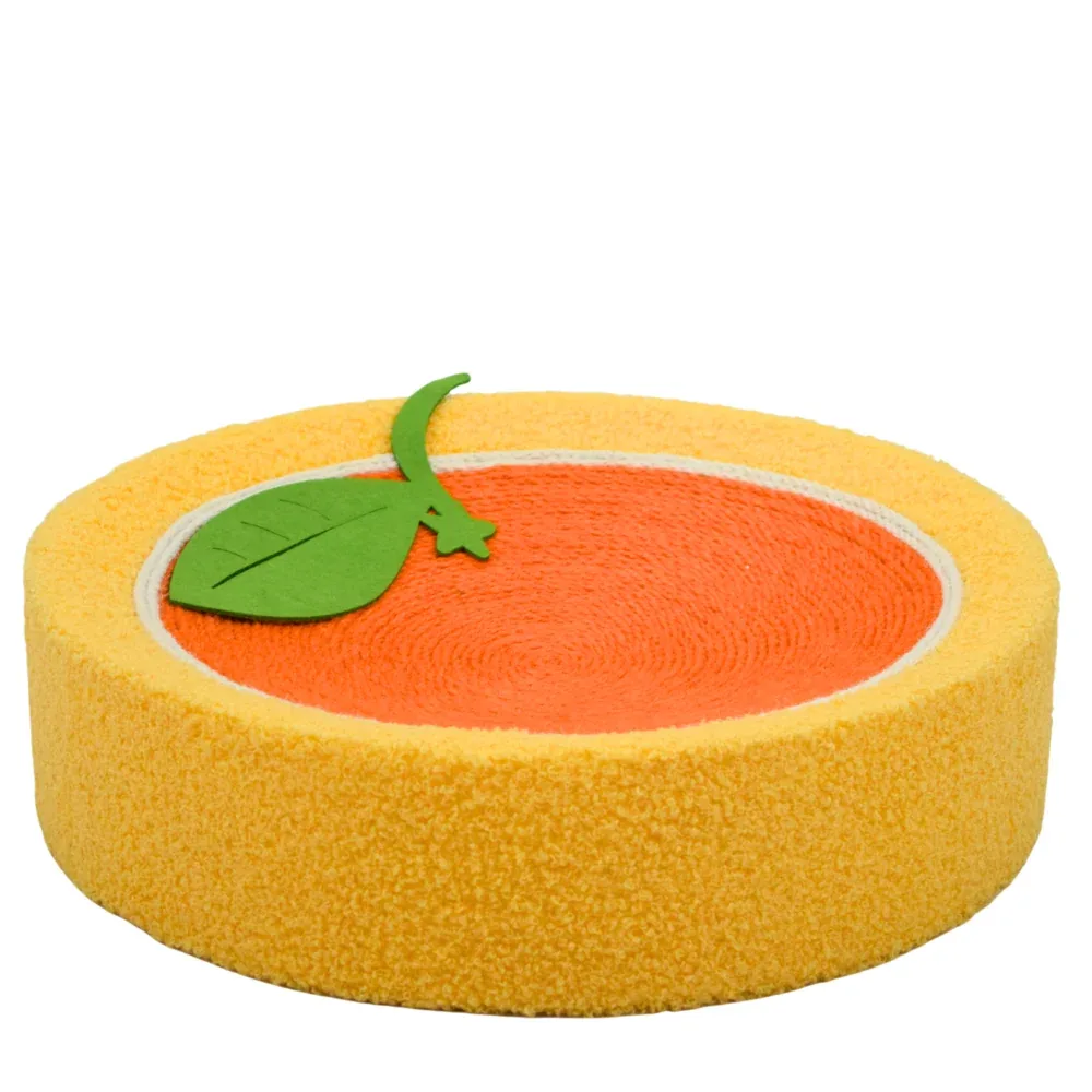 FurryLiving Orange Bed & Scratcher Mat for Cats (Orange)