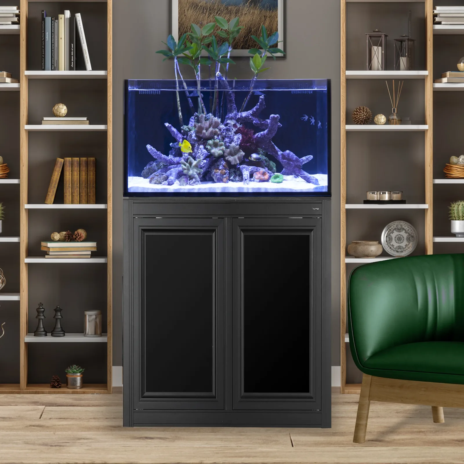 Fusion Pro 2 50 Gallon AIO Lagoon Aquarium w/ BLACK APS Stand - Innovative Marine