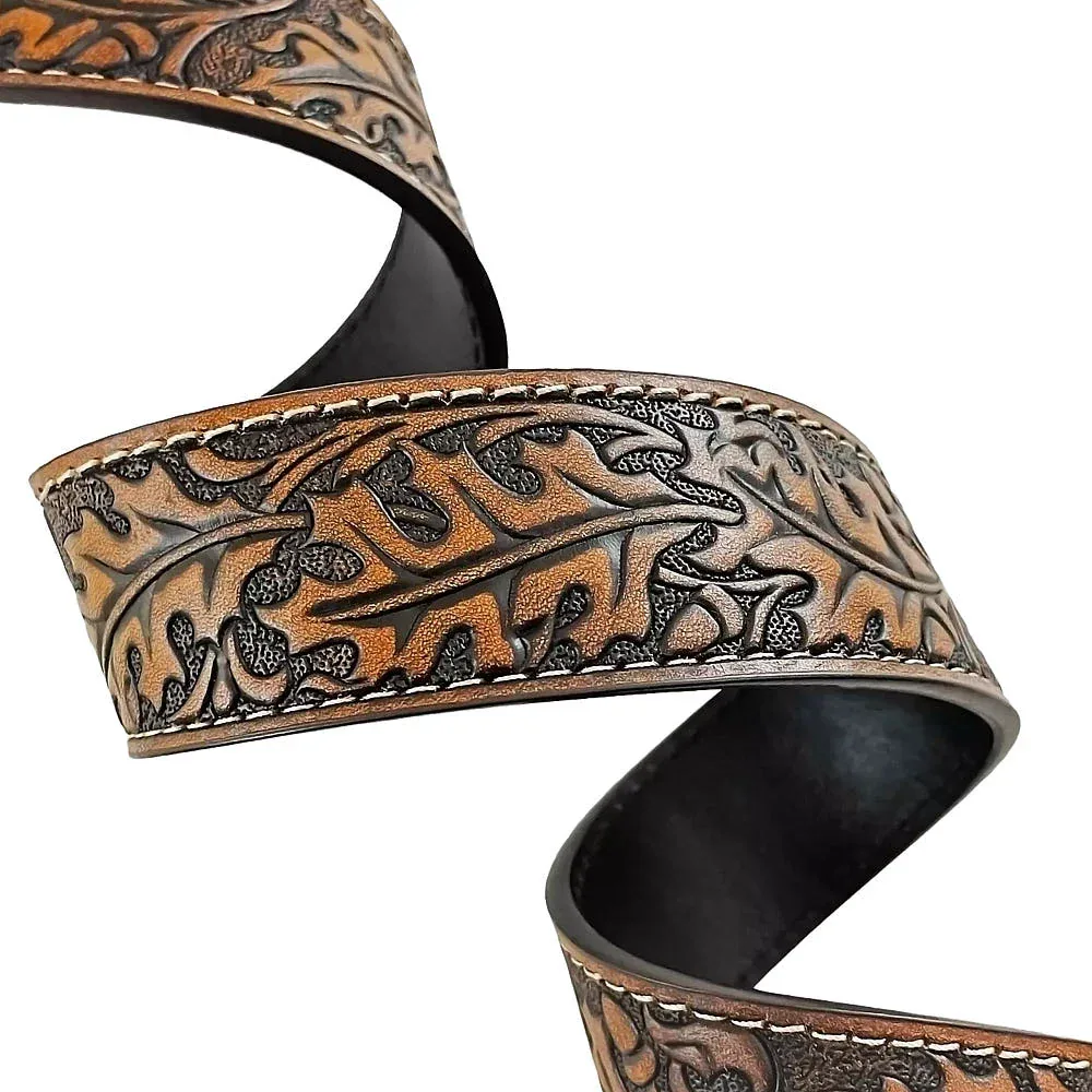 Gem Dandy Accessories Men's Acorn Leaf Embossed Belt