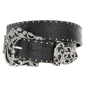 Gem Dandy Accessories Roper Women's Black Embossed Floral Belt