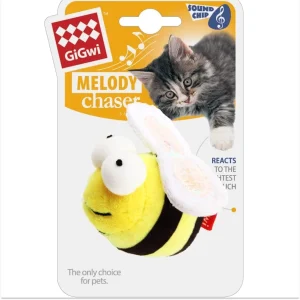 GiGwi Melody Chaser with Motion Activated Sound Chip Bee Toy for Cats (Yellow/Black)