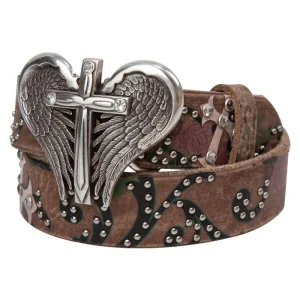 Girl's Cross Wing Buckle Brown Western Belt