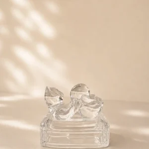 GLASS CAT WITH BALL FIGURINE