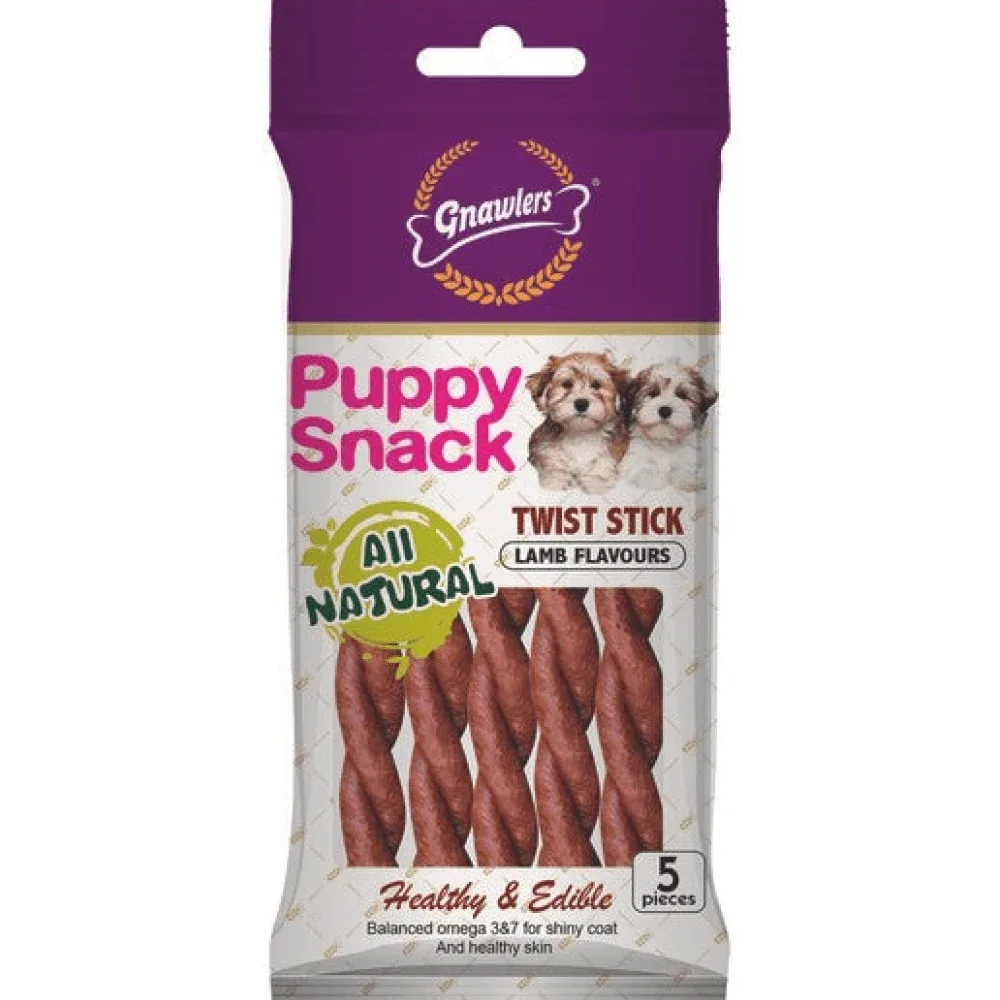 Gnawlers Puppy Snack Lamb Twist Stick, Kennel Kitchen Chicken Flaxseed Stick Dog Treats Combo - Image 2
