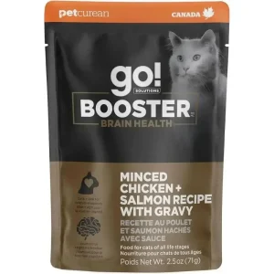 Go! Solutions Booster Brain Health Minced Chicken & Salmon with Gravy Wet Cat Food 24ea/2.5 oz