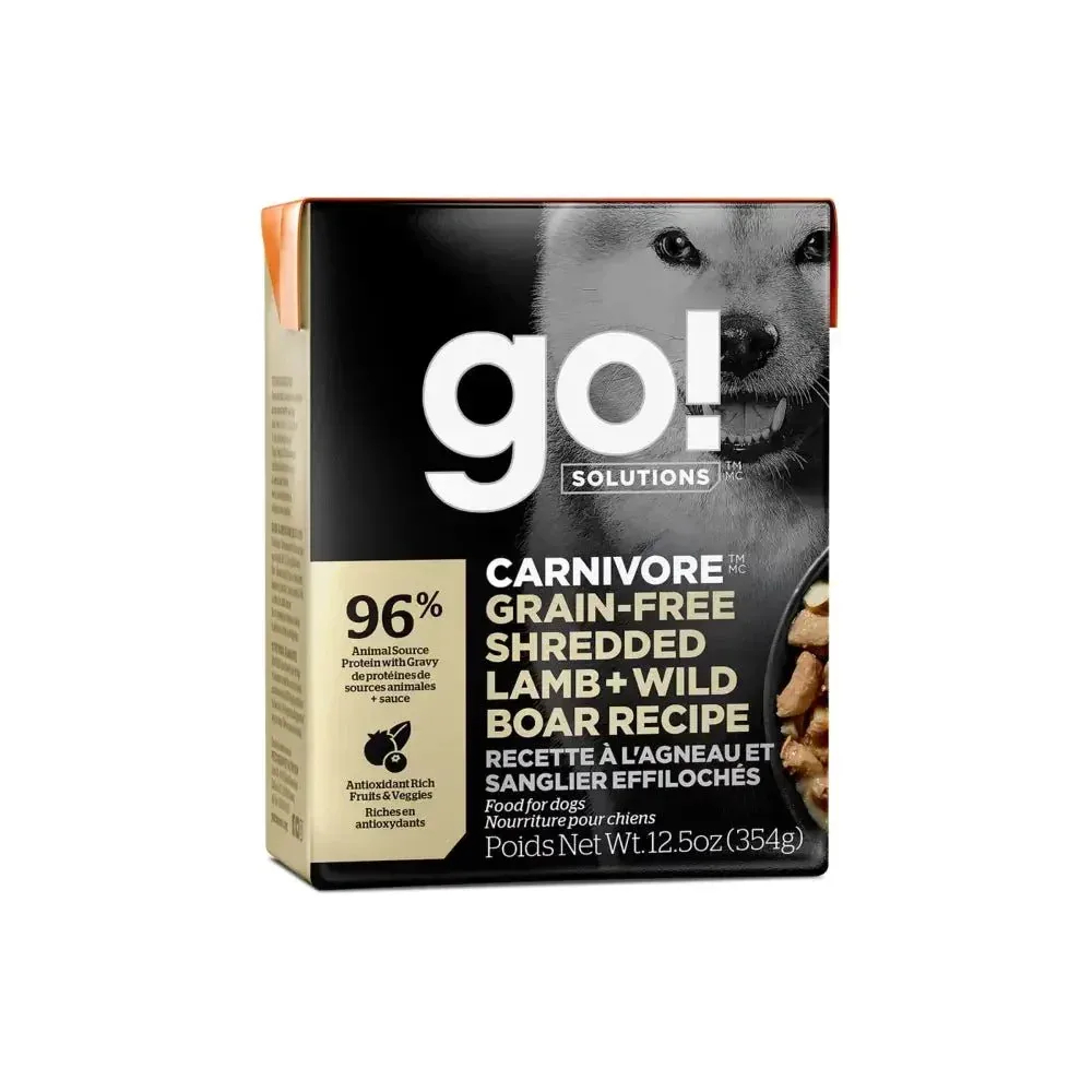 Go! Solutions Carnivore Grain-Free Shredded Lamb & Wild Boar Recipe Dog Food 12ea/12.5 oz