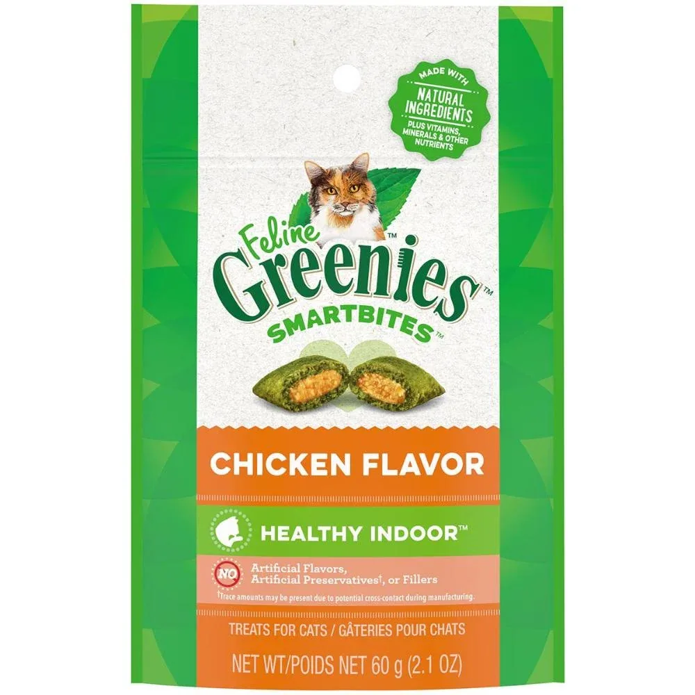 Greenies Feline Healthy Indoor Chicken Smartbites 2.1oz Bag