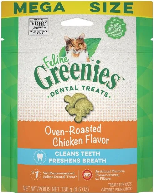 Greenies Feline Natural Dental Treats Oven Roasted Chicken Flavor - 4.6oz