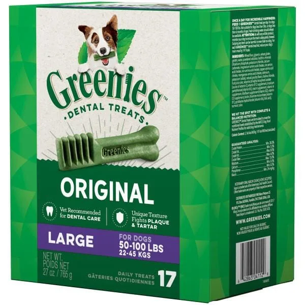 Greenies Large Tub Treat Pack Dental Dog Treats - 27 oz - 17 Count