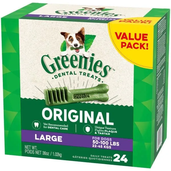 Greenies Large Value Tub Treat Pack Dental Dog Treats - 36 oz - 24 Count