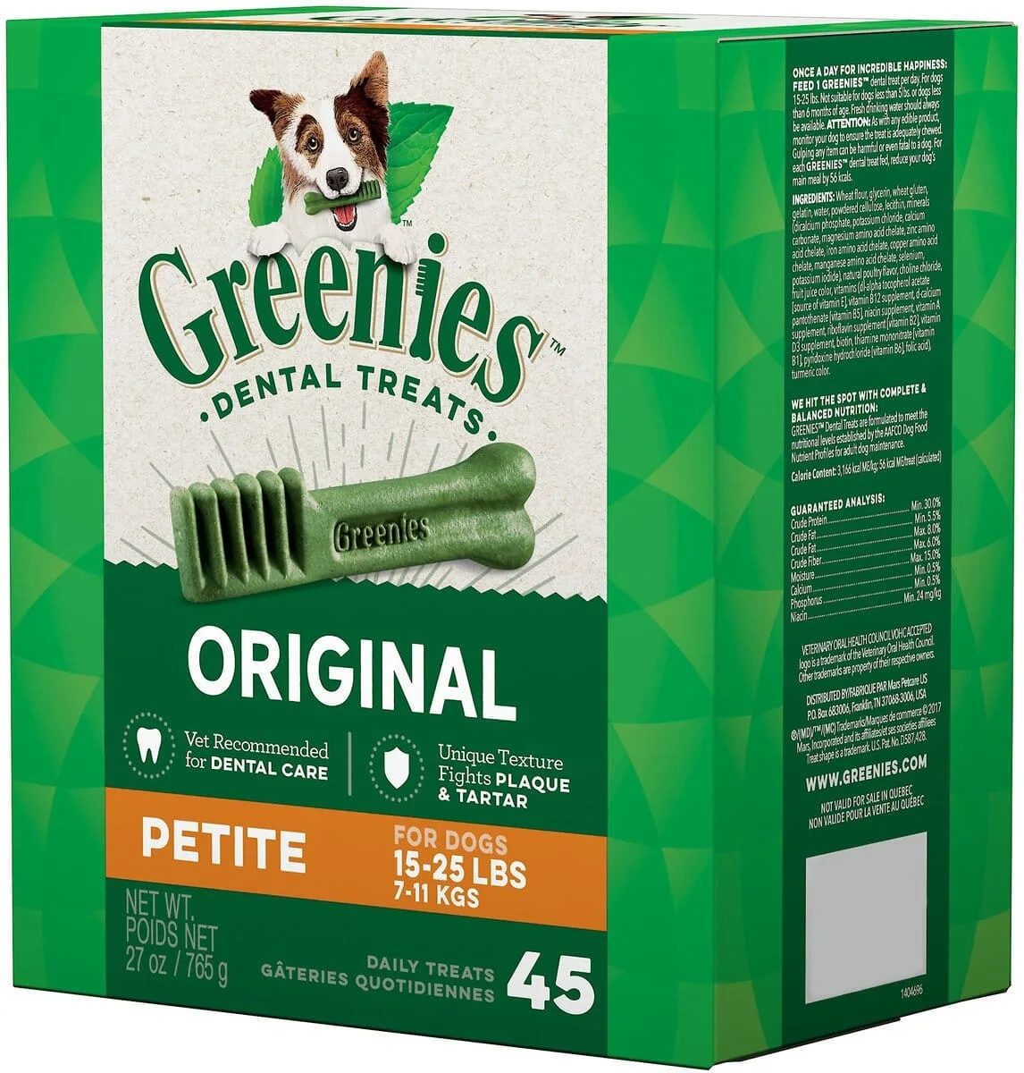 Greenies Petite Tub Treat Pack Dental Dog Treats - 27 oz - 45 Count