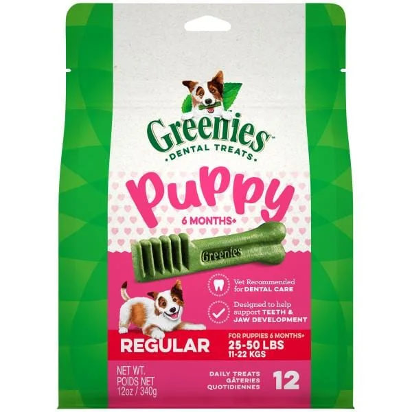 Greenies Puppy Regular Treat Pack Dental Dog Treats - 12 oz