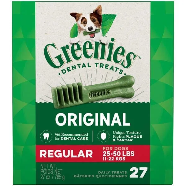 Greenies Regular Tub Treat Pack Dental Dog Treats - 27 oz - 27 Count
