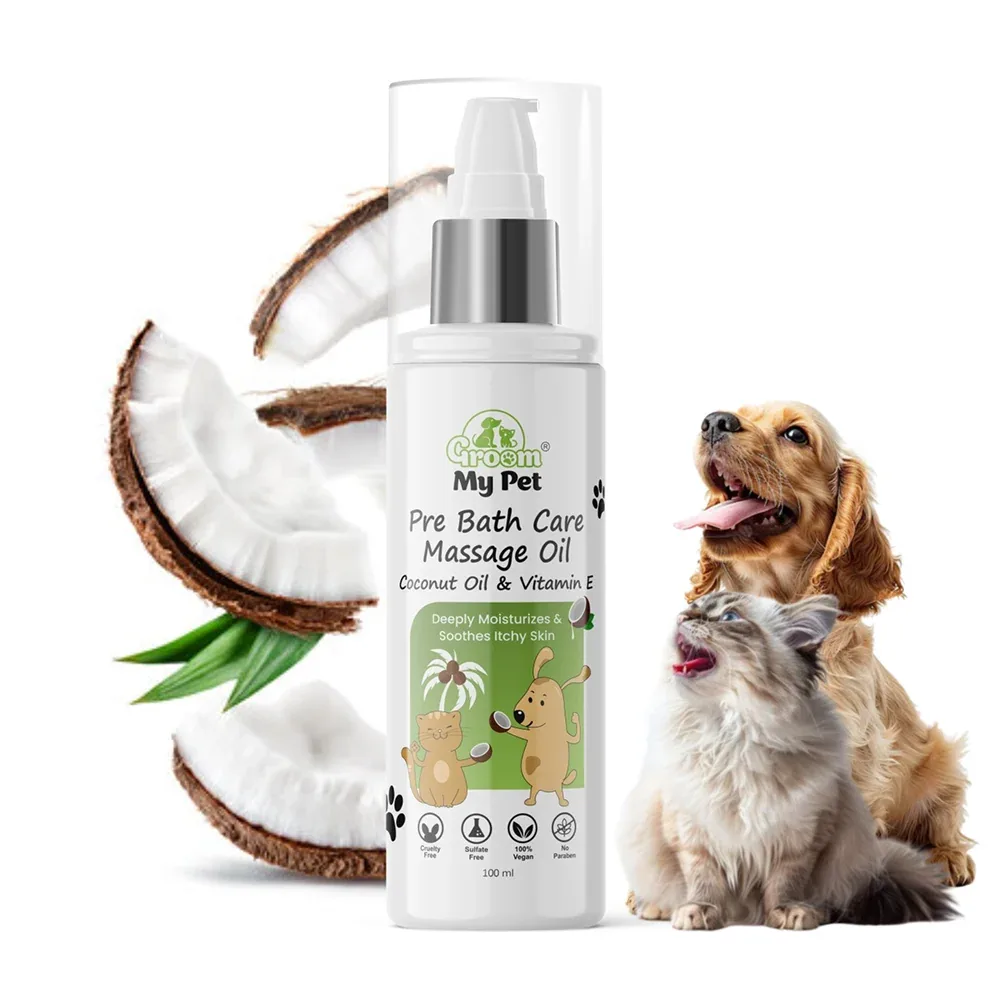 Groom My Pet Pre Bath Care & Massage Oil with Coconut Oil & Vitamin E Dogs and Cats
