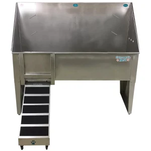 Groomer's Best Walk-Through Stainless Steel Dog Grooming Tub 58In R-Plumb