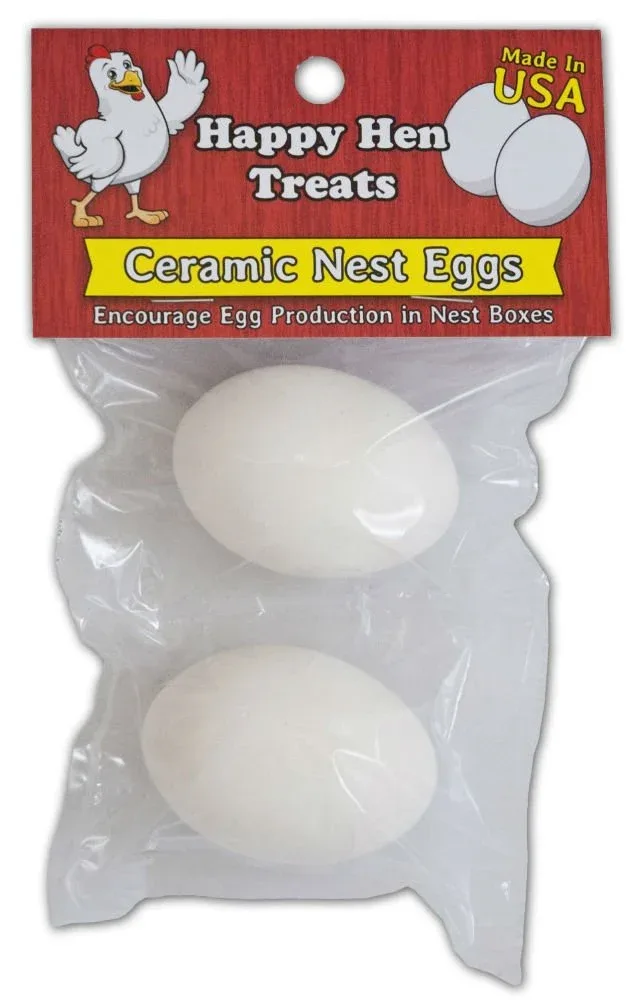 Happy Hen Ceramic Nest Eggs White 2 Pack