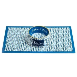 Haute Diggity Dog Dogior Pet Bowl – Blue Monogram Melamine – Medium