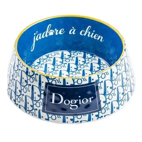 Haute Diggity Dog Dogior Pet Bowl – Blue Monogram Melamine – Medium - Image 2