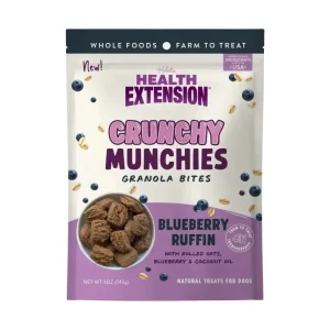 Health Extension Crunchy Munchies Granola Bites-Blueberry Ruffin Dog Treats 8 oz