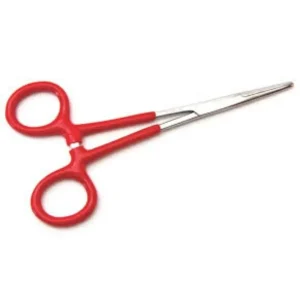 Hemostat 5in Red Straight Locking
