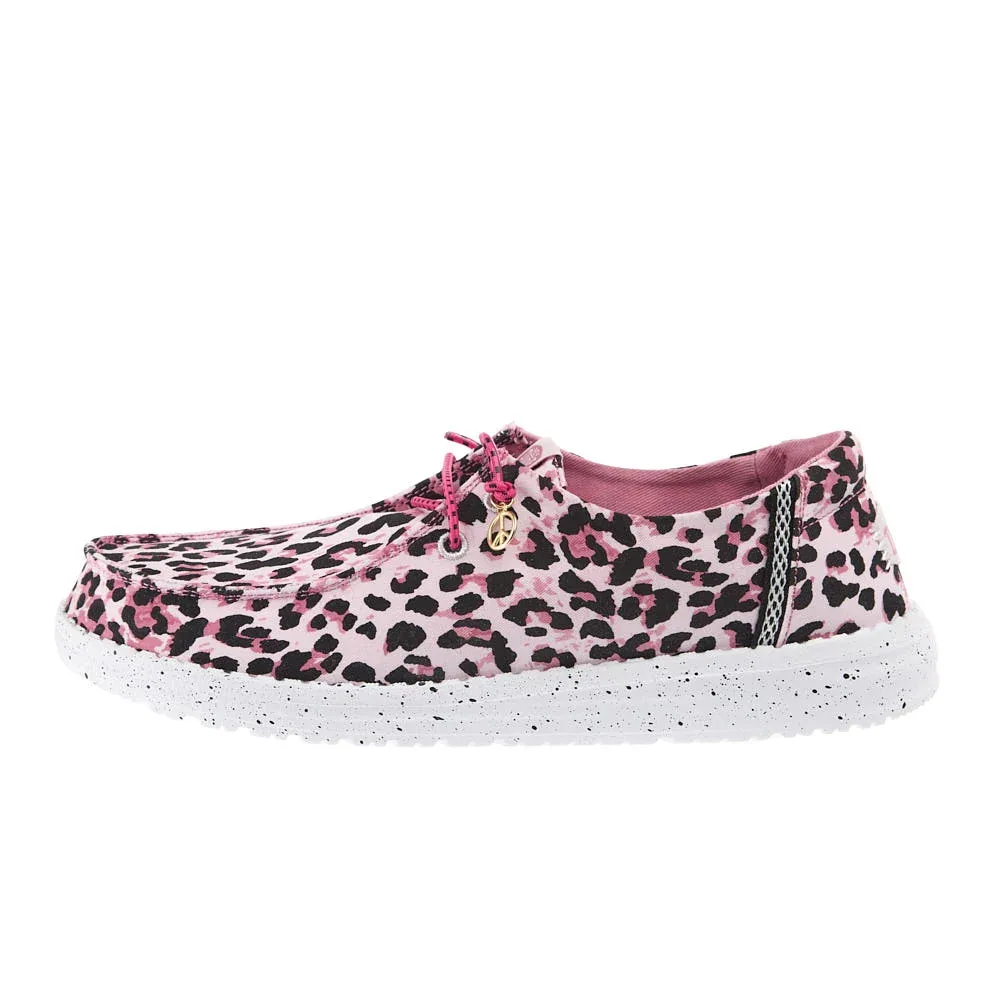 Hey Dude Kid's Wendy Getaway Lace Pink Leopard Casual Shoe - Image 2
