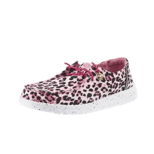 Hey Dude Kid's Wendy Getaway Lace Pink Leopard Casual Shoe
