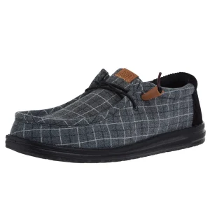 Hey Dude Men's Wally Black Plaid Corduroy Casual