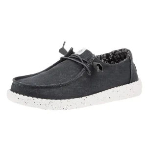 Hey Dude Womens Wendy Black Stretch Canvas Casual Shoe