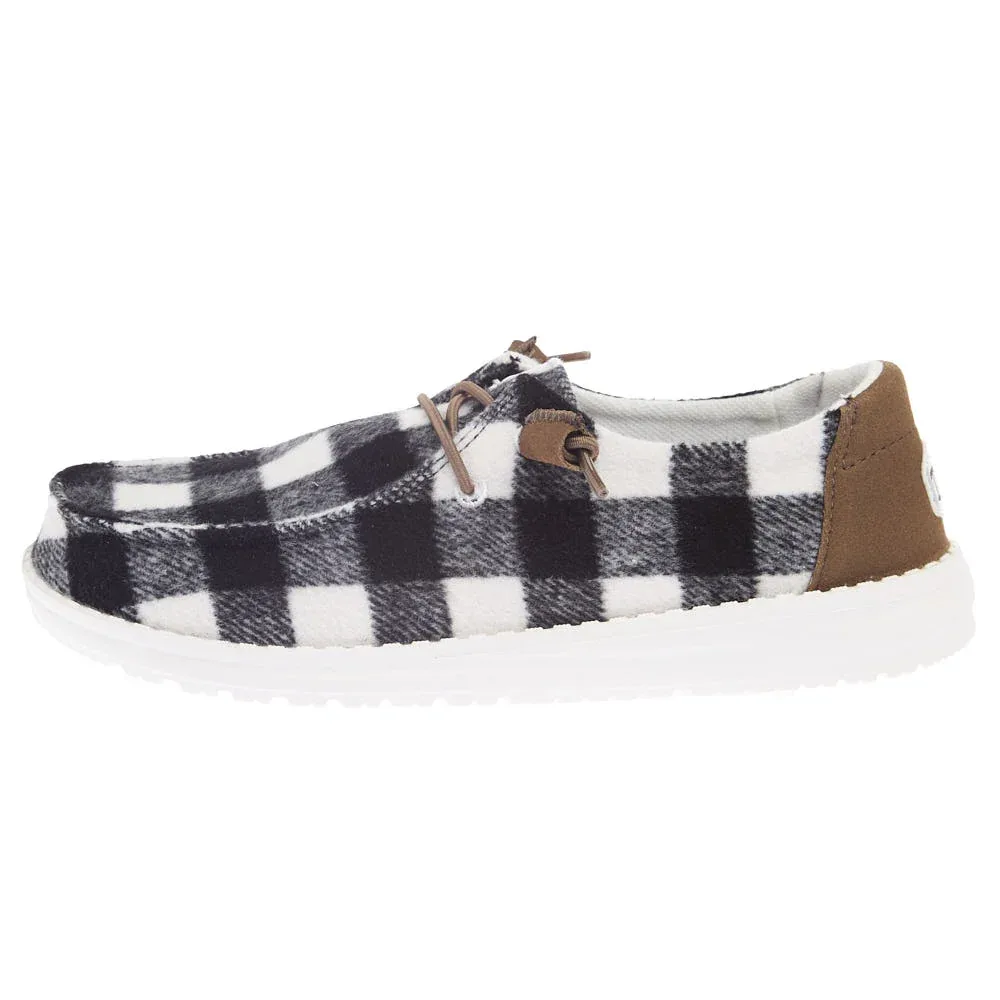 Hey Dude Women's Wendy Buffalo Plaid White and Black Casual - Image 2