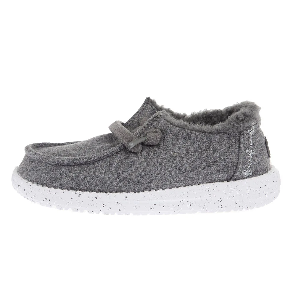 Hey Dude Youth Wendy Charcoal Wool Cozy Casual Shoe - Image 2
