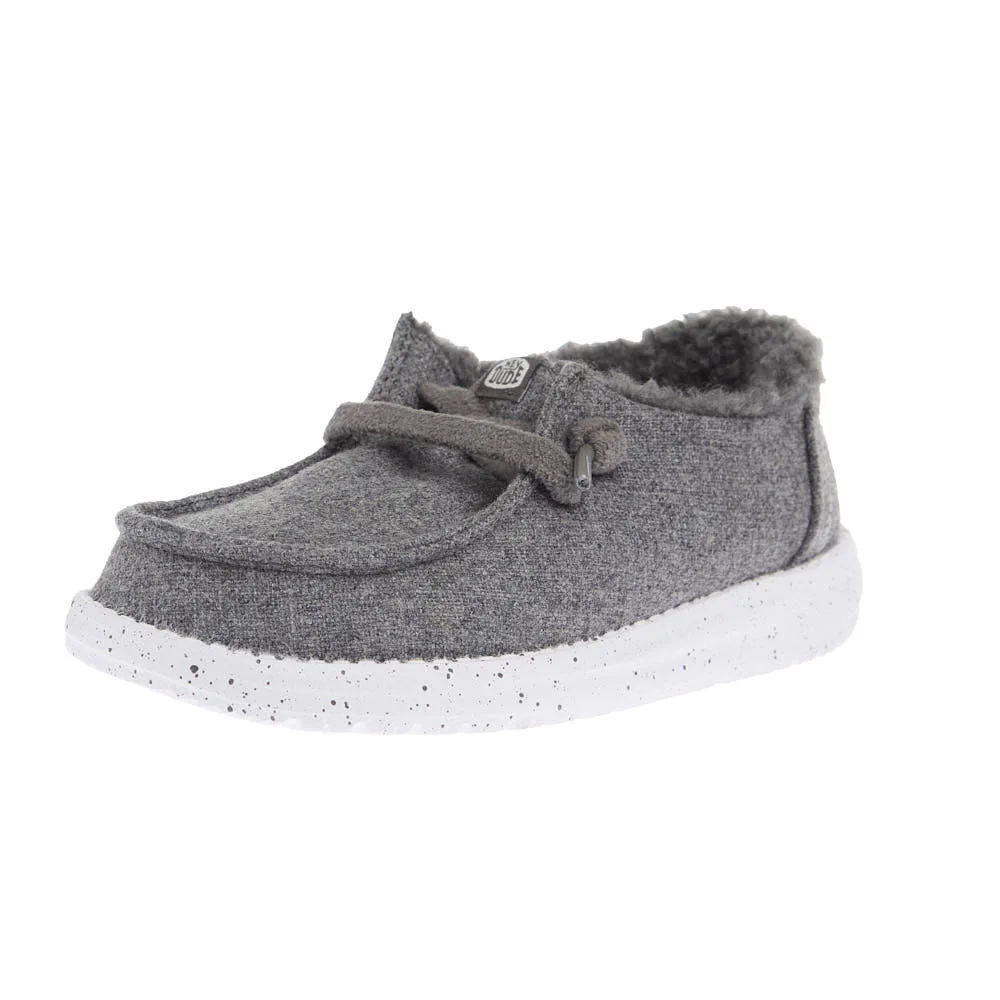 Hey Dude Youth Wendy Charcoal Wool Cozy Casual Shoe