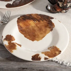 Hiend Accents Elsa Cowhide Melamine Salad Plate