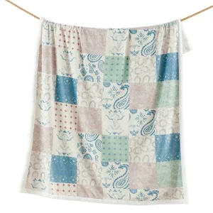 Hiend Accents Patchwork Paisley Campfire Sherpa Throw Blanket