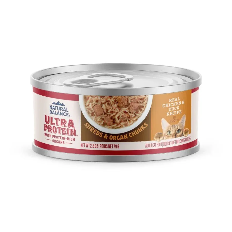 High-Protein Chicken & Duck Wet Cat Food - Shreds in Broth | Natural Balance