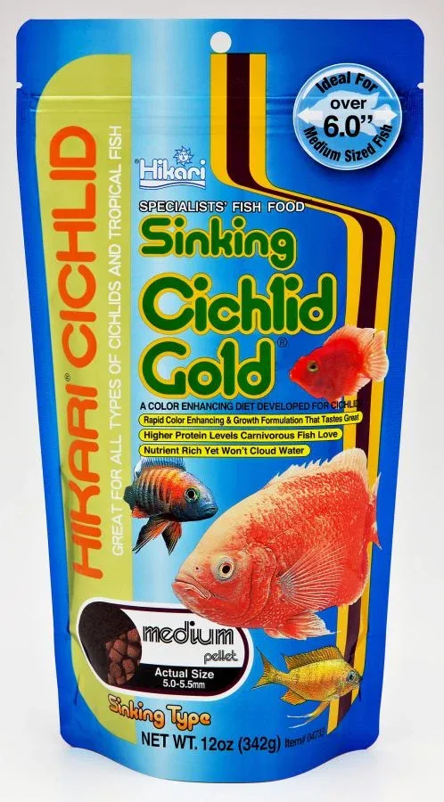 Hikari Cichlid Gold Color Enhancing Sinking Fish Food - Medium Pellet