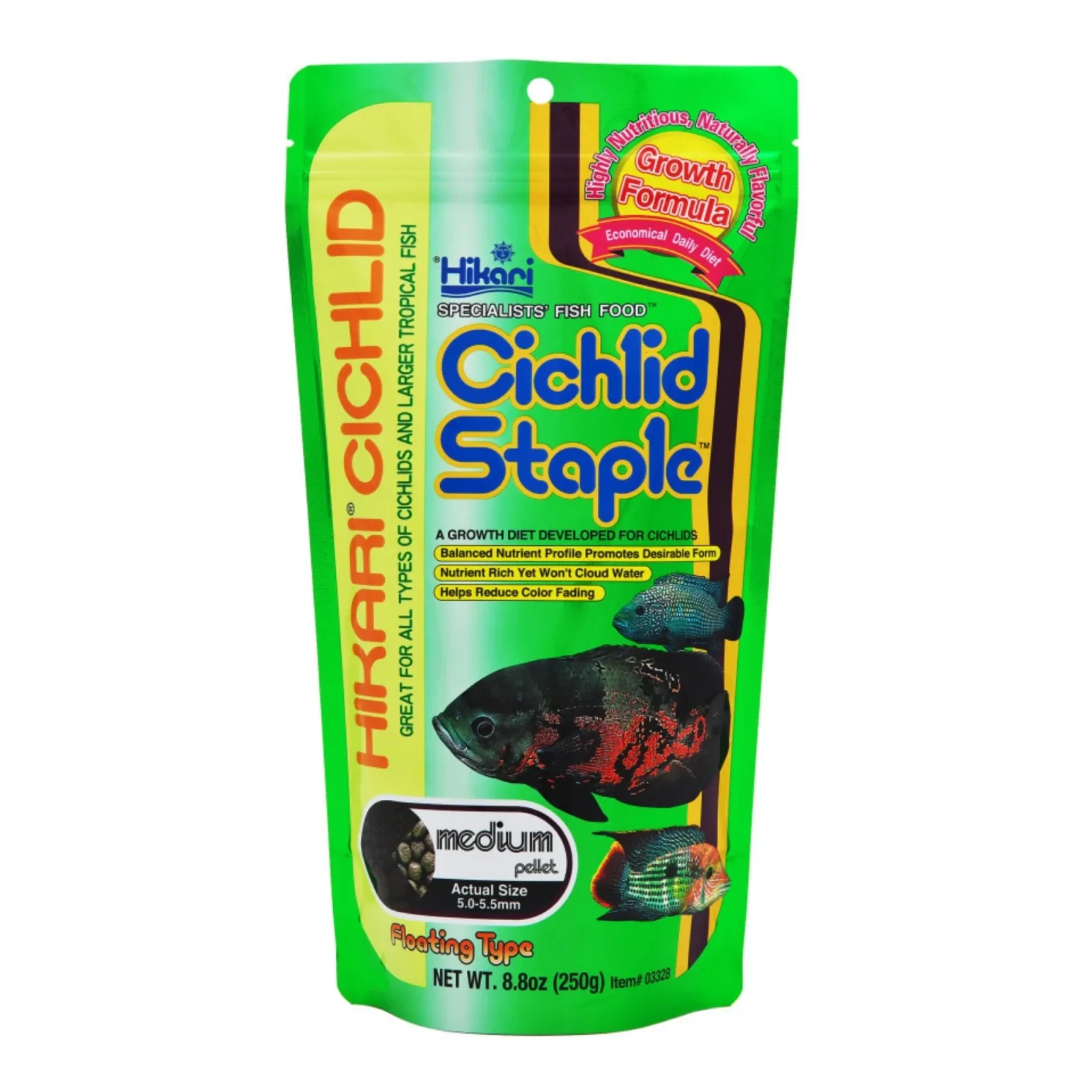Hikari USA Cichlid Staple Pellets Fish Food, 8.8 oz, Medium