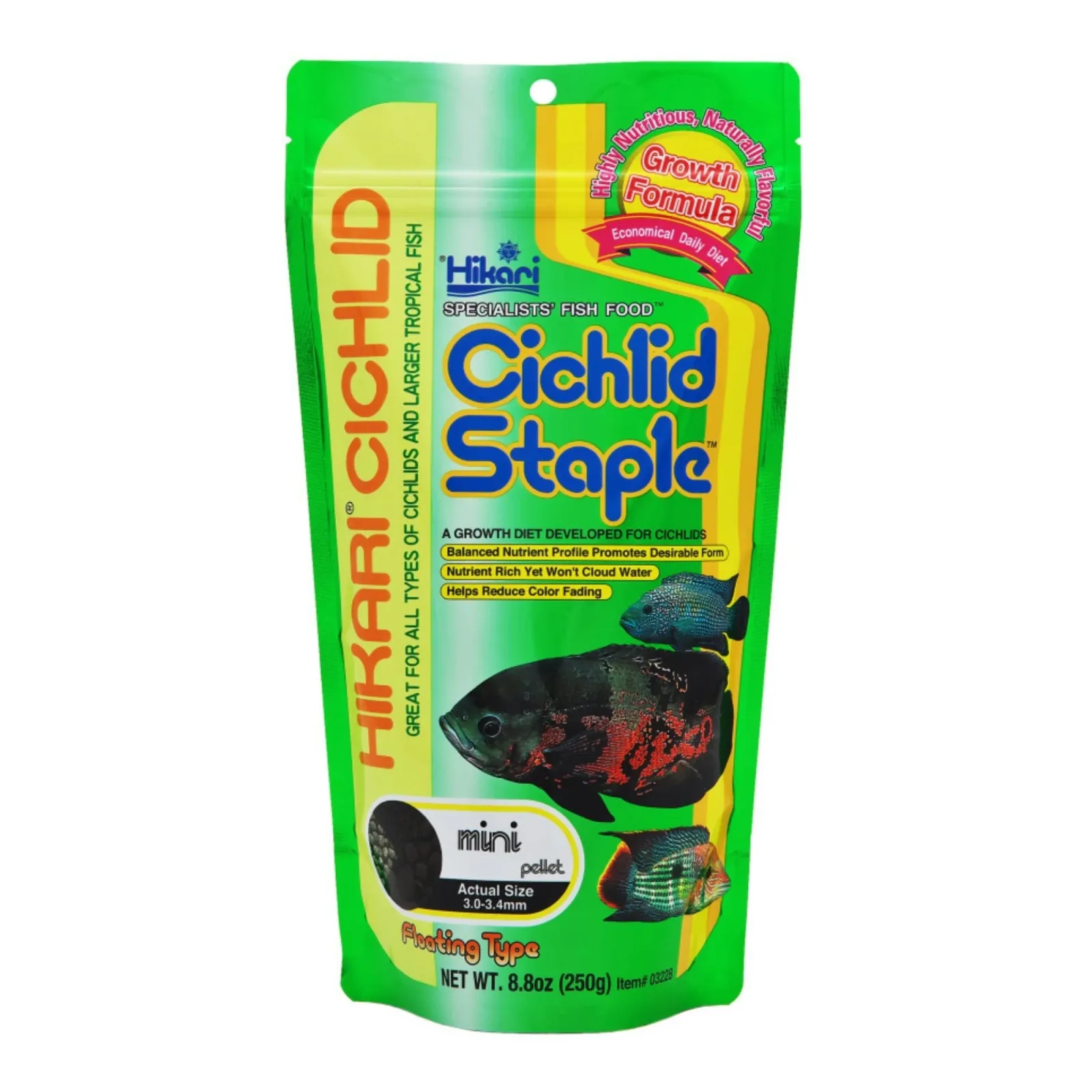 Hikari USA Cichlid Staple Pellets Fish Food, 8.8 oz, Mini