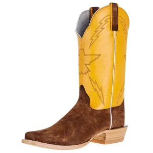 Hondo Enterprises Inc Men`s Chocolate Ranch Horse Roughout 13in Yellow Top