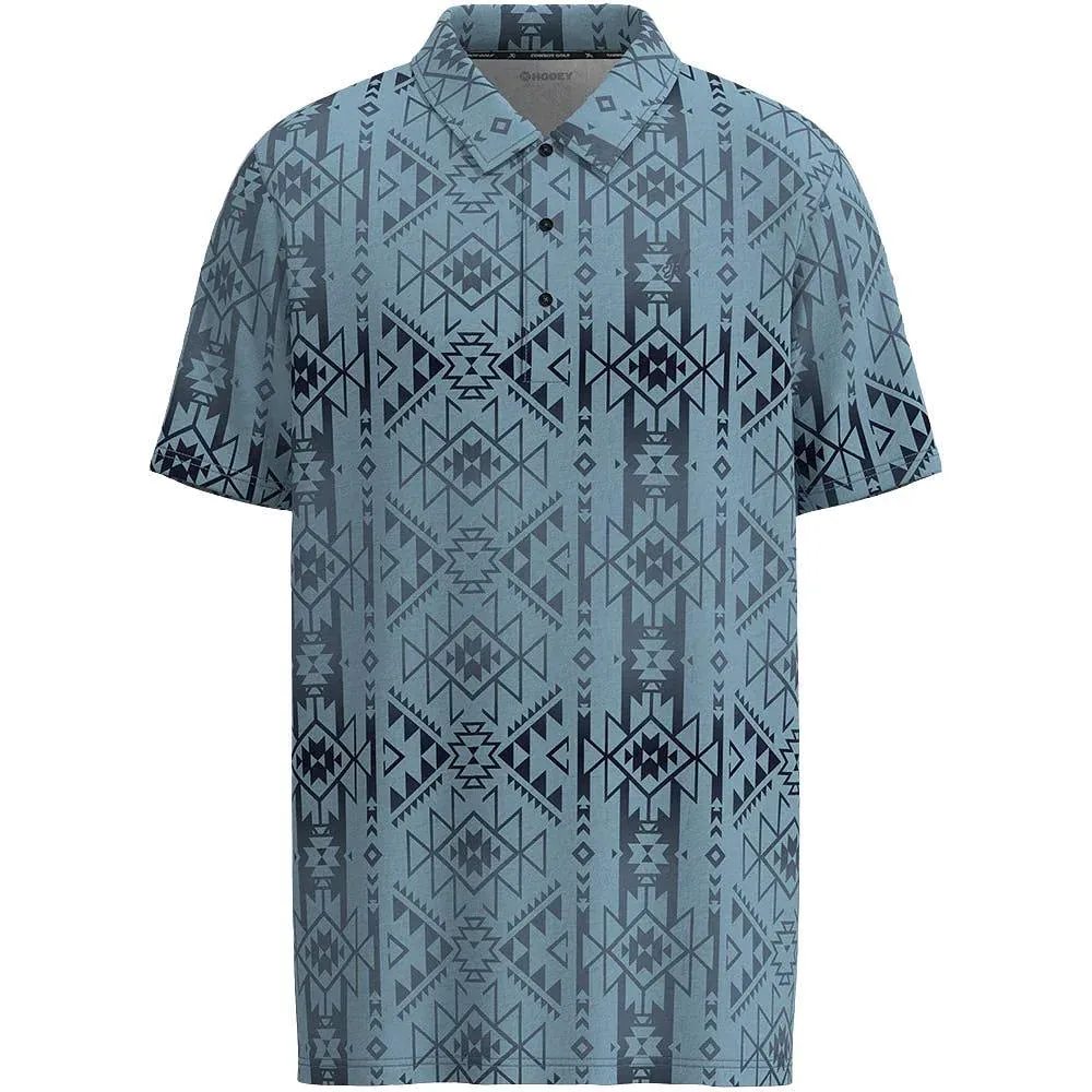 Hooey Cowboy Golf Weekender Blue Aztec Polo