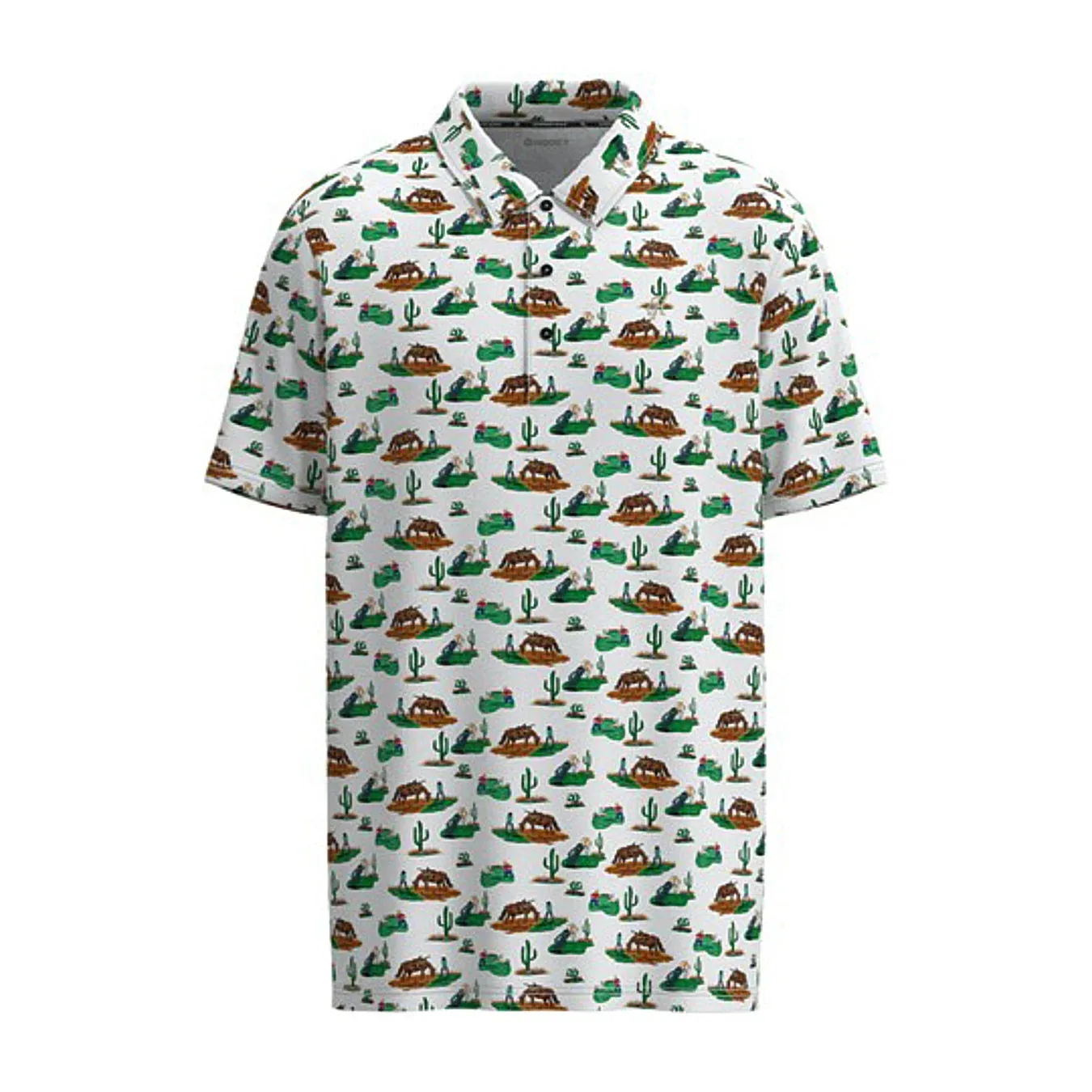 Hooey Mens White Print Cowboy Golf Weekender Polo - Image 2