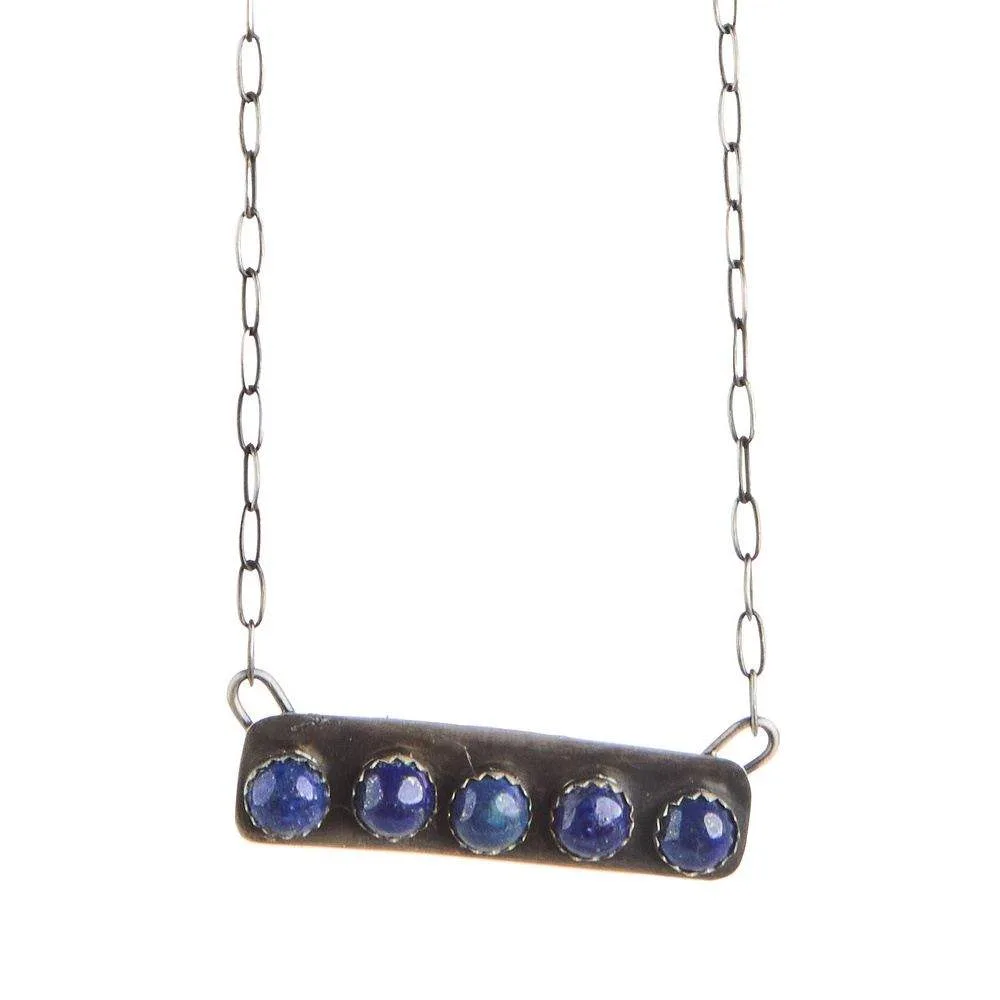 Horse Money Turquoise Lapis 18in. Bar Necklace - Image 2