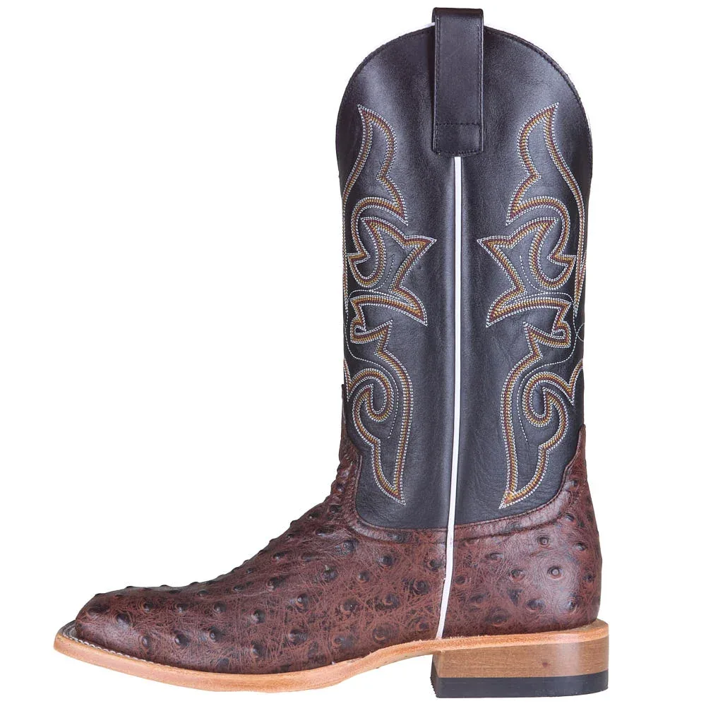 Horse Power Boots Men's Brown Ostrich Print Vamp 13in Black Gull Grain Top - Image 2